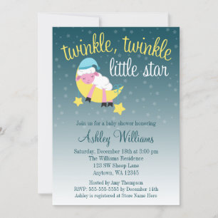 Twinkle Twinkle Star Lamb Baby shower Kaart