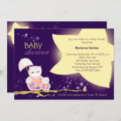 Twinkle Twinkle Star + Owl Baby shower Kaart (Voorkant / Achterkant)