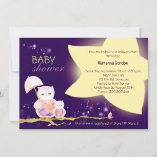 Twinkle Twinkle Star + Owl Baby shower Kaart