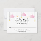 Twinkle Twinkle Star Pink Girl Baby shower RSVP Kaartje (Voorkant)