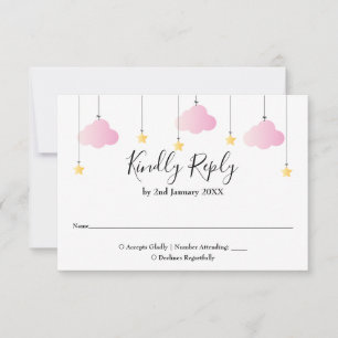 Twinkle Twinkle Star Roze Meisje Baby Shower RSVP Kaartje
