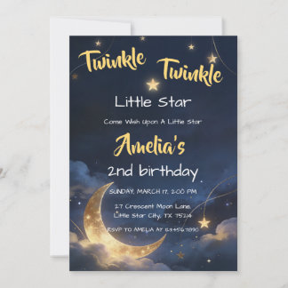 Twinkle Twinkle Star Sky Halve Maan Verjaardag Kaart