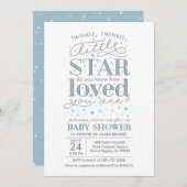 Twinkle Twinkle Star Theme Baby shower Blauw Kaart (Voorkant / Achterkant)