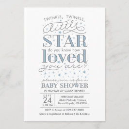 Twinkle Twinkle Star Theme Baby shower Blauw Kaart