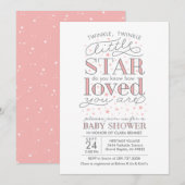Twinkle Twinkle Star Theme Baby shower Invitation Kaart (Voorkant / Achterkant)