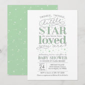 Twinkle Twinkle Star Theme Baby shower Mint Green Kaart (Voorkant / Achterkant)