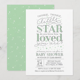 Twinkle Twinkle Star Theme Baby shower Mint Green Kaart