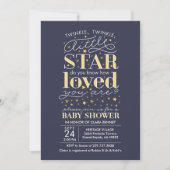 Twinkle Twinkle Star Theme Navy Baby shower Kaart (Voorkant)
