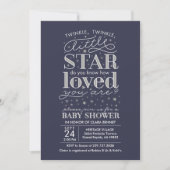 Twinkle Twinkle Star Theme Navy Silver Shower Kaart (Voorkant)