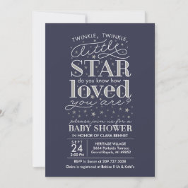 Twinkle Twinkle Star Theme Navy Silver Shower Kaart