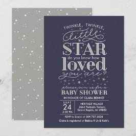 Twinkle Twinkle Star Theme Navy Silver Shower Kaart