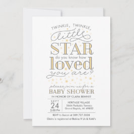 Twinkle Twinkle Star Theme Yellow Baby shower Kaart