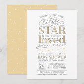 Twinkle Twinkle Star Theme Yellow Baby shower Kaart (Voorkant / Achterkant)