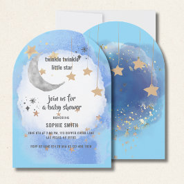 Twinkle Twinkle Stars, blauw en goud Abstract Kaart