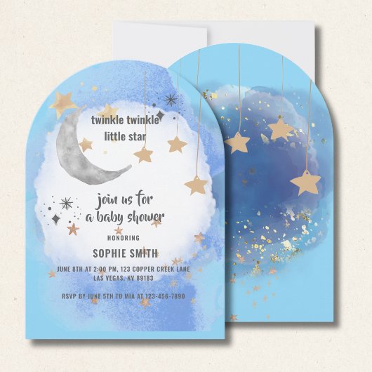 Twinkle Twinkle Stars, blauw en goud Abstract Kaart
