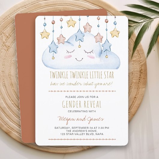 Twinkle Twinkle Stars en Cloud Gender Reveal Kaart