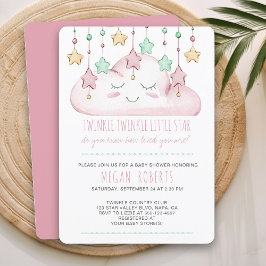 Twinkle Twinkle Stars en Cloud Girl Baby shower Kaart