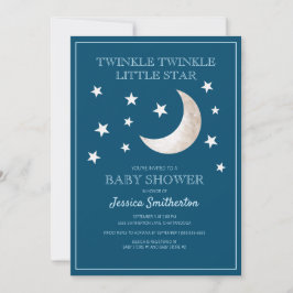 Twinkle Twinkle Stars Moon Baby Boy Baby shower Kaart