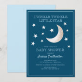 Twinkle Twinkle Stars Moon Baby Boy Baby shower Kaart (Voorkant / Achterkant)