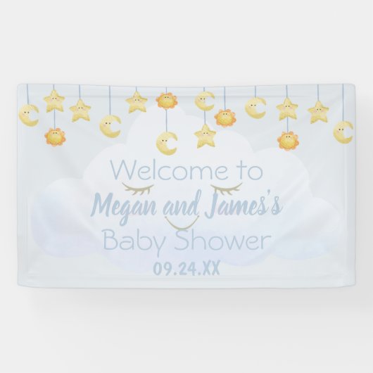 Twinkle Twinkle Stars Strooiwolk Baby Shower Spandoek (Horizontaal)