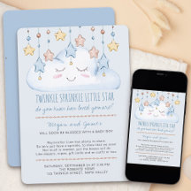 Twinkle Twinkle Sterren en Cloud Boy Baby Sprinkle