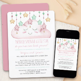 Twinkle Twinkle Sterren en Cloud Girl Baby Sprinkl Kaart