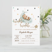 Twinkle Twinkle, Teddy Bear Moon Stars Baby shower Kaart (Staand voorkant)
