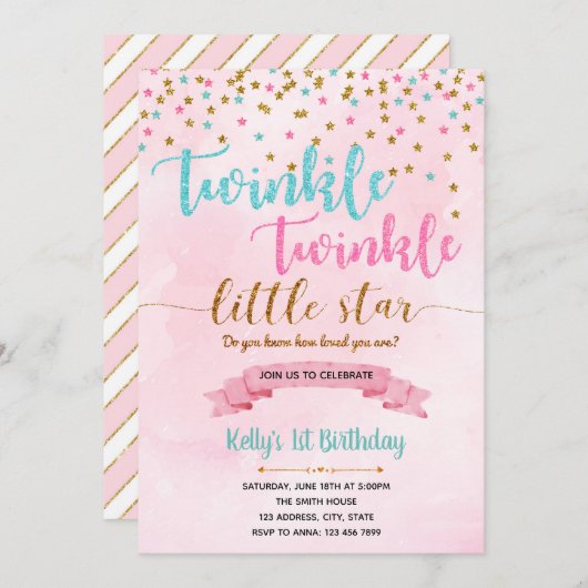 Twinkle Twinkle verjaardagskaart Kaart (Voorkant / Achterkant)