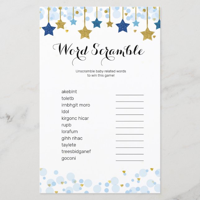 Twinkle Twinkle Waterverf Word Scramble Game (Voorkant)