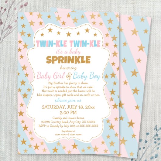Twinkle Twins Baby Sprinkle, jongen en meisje twee Kaart