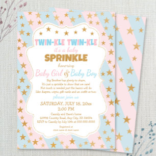 Twinkle Twins Baby Sprinkle, jongen- en meisjestwe Kaart
