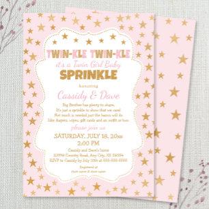 Twinkle Twins Baby Sprinkle, tweeling meisjes douc Kaart