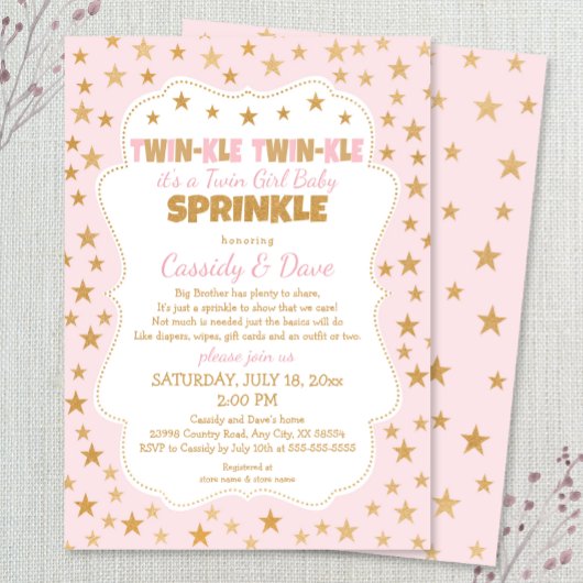 Twinkle Twins Baby Sprinkle, tweeling meisjes douc Kaart