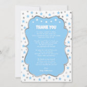 Twinkle zilveren sterren baby blauw jongen bedankt kaart (Voorkant)