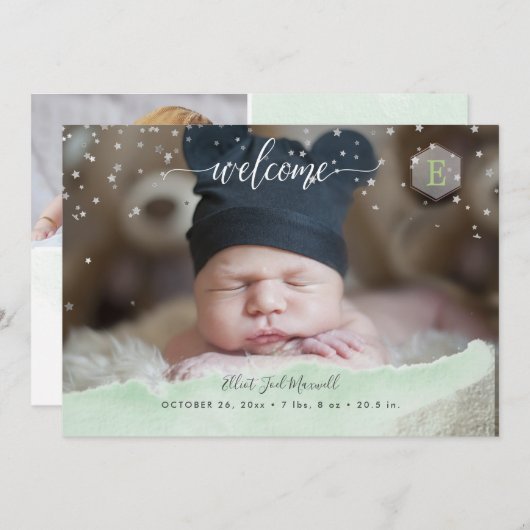 Twinkled twinkled kleine sterren geboorte Dank u Kaart (Voorkant / Achterkant)