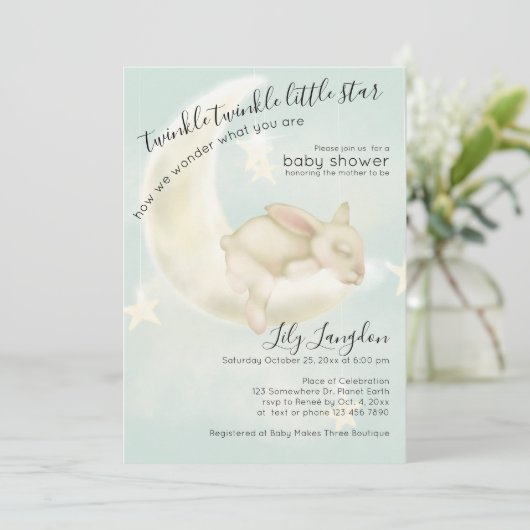 "Twinkles" "Bunny Sweet Dreams | Blauwgroen luchtr Kaart (Staand voorkant)