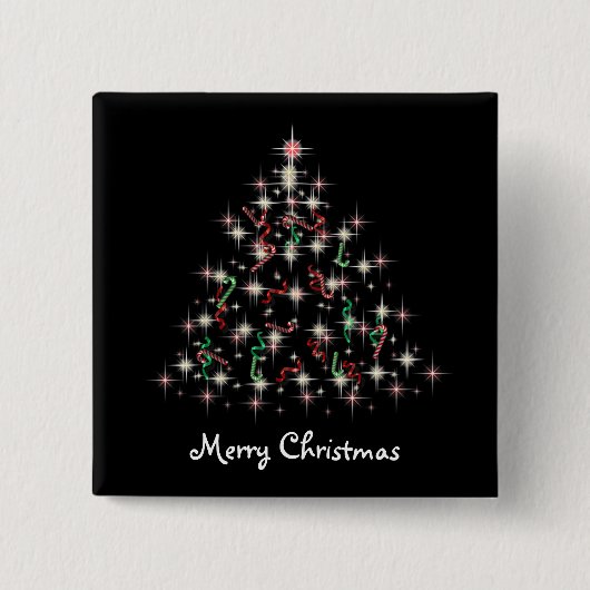 TwinkleTree Candycane en lint Vierkante Button 5,1 Cm (Voorkant)