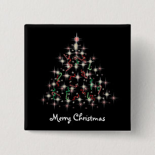 TwinkleTree Candycane en lint Vierkante Button 5,1 Cm