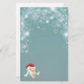 Twinkling Blue Christmas Paper met Yeti Speelgoed Briefpapier (Voorkant / Achterkant)