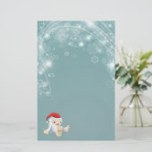 Twinkling Blue Christmas Paper met Yeti Speelgoed Briefpapier (Staand voorkant)