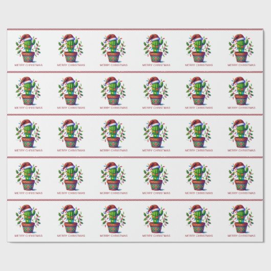 Twinkling Cactus Kerstmis Cadeaupapier (Vlak)