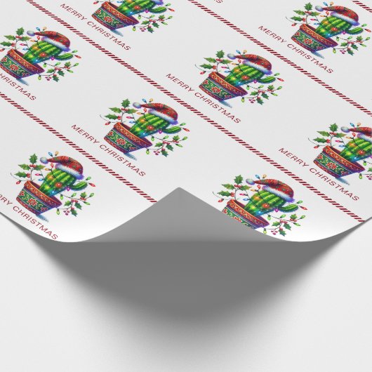 Twinkling Cactus Kerstmis Cadeaupapier (Hoek)