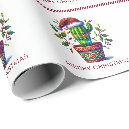 Twinkling Cactus Kerstmis Cadeaupapier (Rol Hoek)