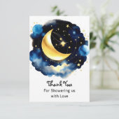 Twinkling Celestial Magic Boy Baby shower Bedankkaart (Staand voorkant)