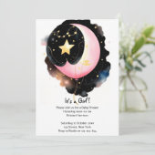 Twinkling Celestial: Moon & Stars Meisje Baby show Kaart (Staand voorkant)