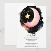 Twinkling Celestial: Moon & Stars Meisje Baby show Kaart (Voorkant / Achterkant)