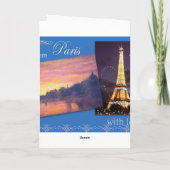 Twinkling Eiffel Tower Joyeux Noel Feestdagen Kaart (Achterkant)