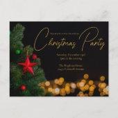 Twinkling Gold Lights Modern Kerstfeest Uitnodiging Briefkaart (Voorkant)