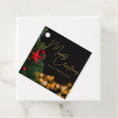 Twinkling Gold Lights Modern Vrolijk Kerstfeest Bedankjes Labels (In situ)