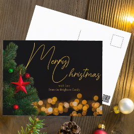Twinkling Gold Lights Modern Vrolijk Kerstfeest Briefkaart